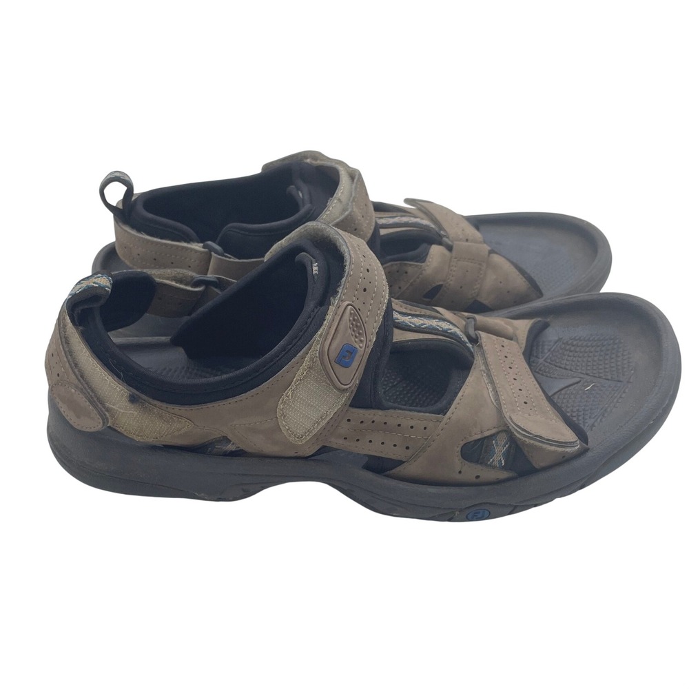 FootJoy Men's 14M Golf Sandals‎ Brown Adjustable Straps Spiked Outsole